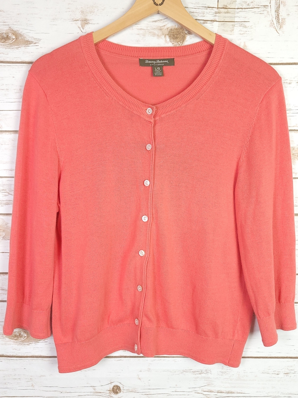 Tommy Bahama Coral Crewneck Button-Front Cardigan